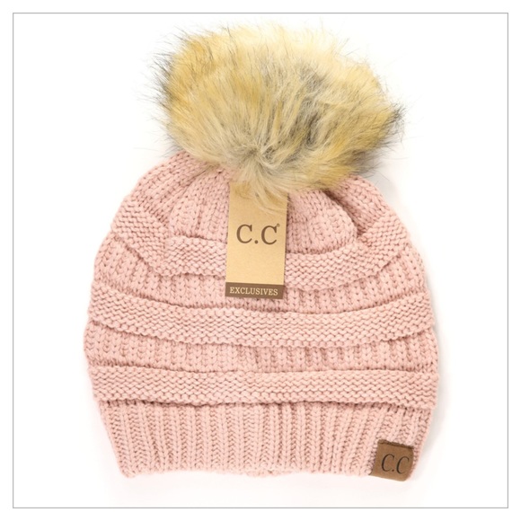 Pink Slouchy Pom Pom Beanie 